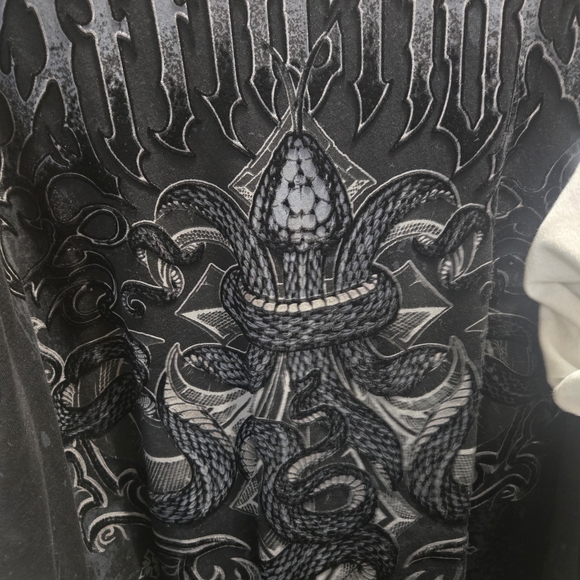Affliction Black and White Skull Graphic Tees - Picture 8 of 8